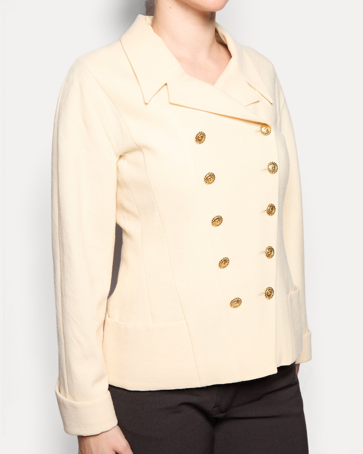 90's Chanel Wool Ivory Jacket Set, Size 40
