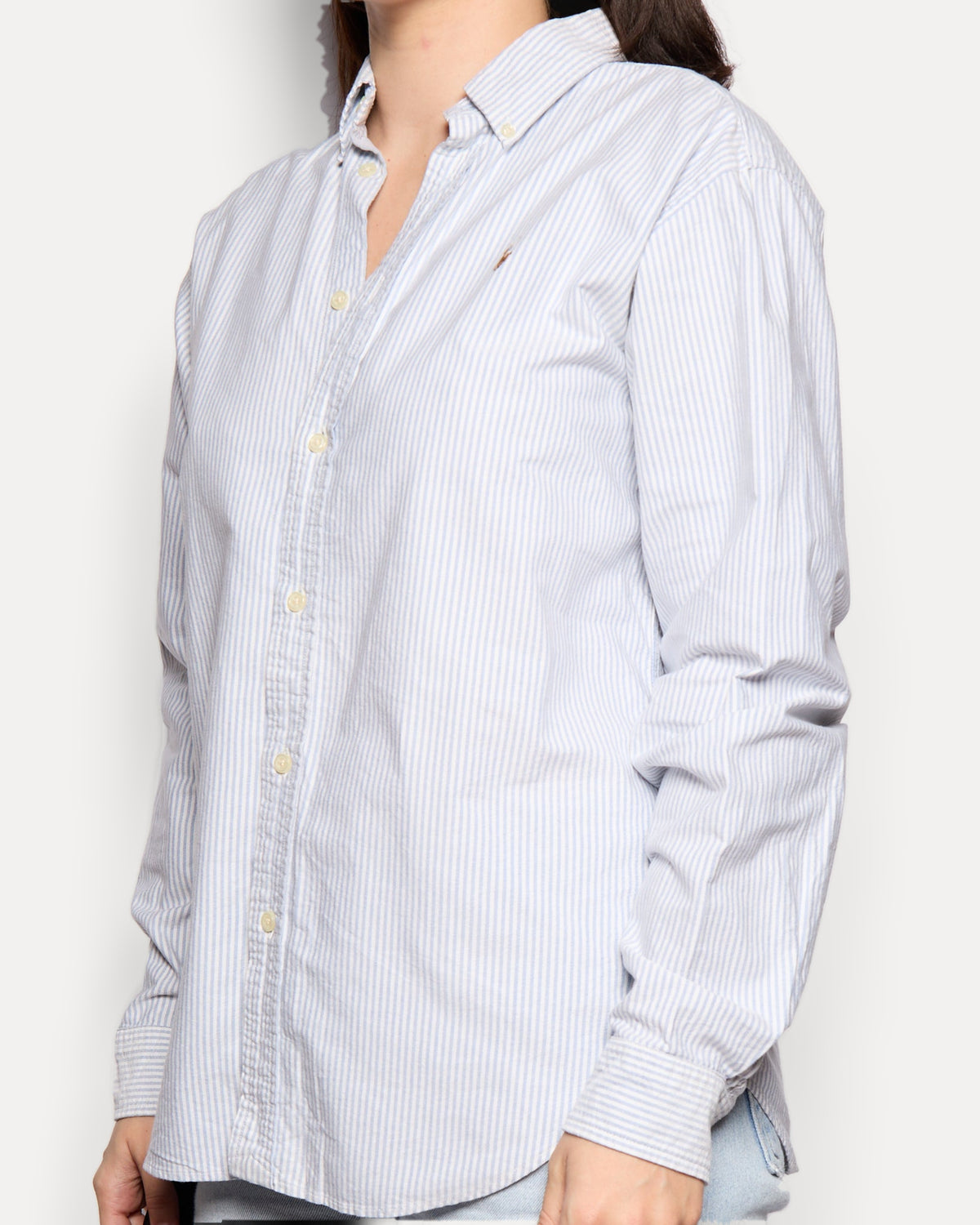 90’s Ralph Lauren Blue White Striped Button Down, Size M L