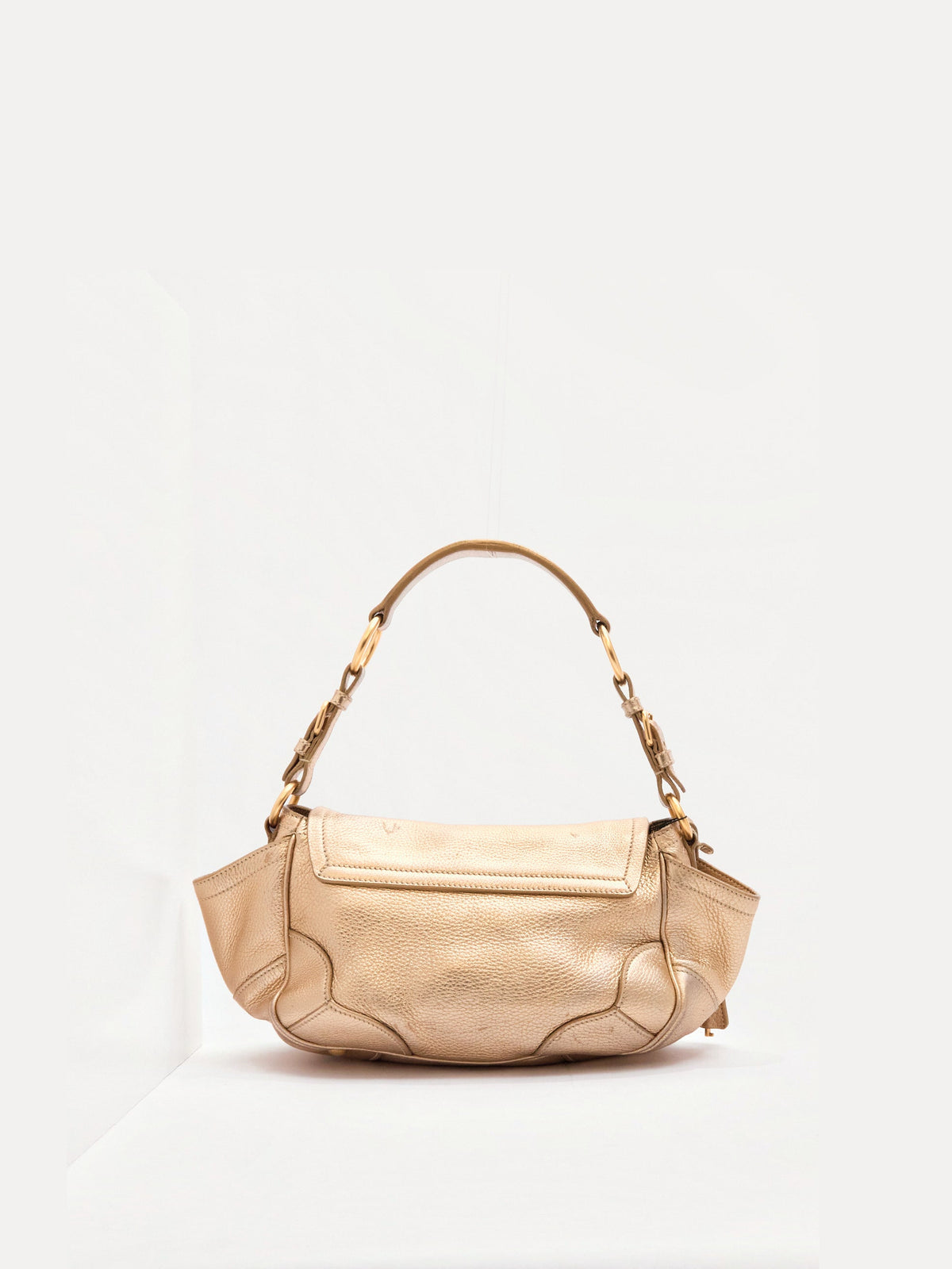 00's Prada Gold Leather Shoulder Bag