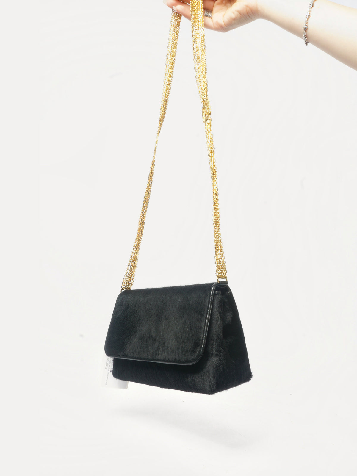 90's Chanel Black Ponyhair Multistrand CC Evening Bag