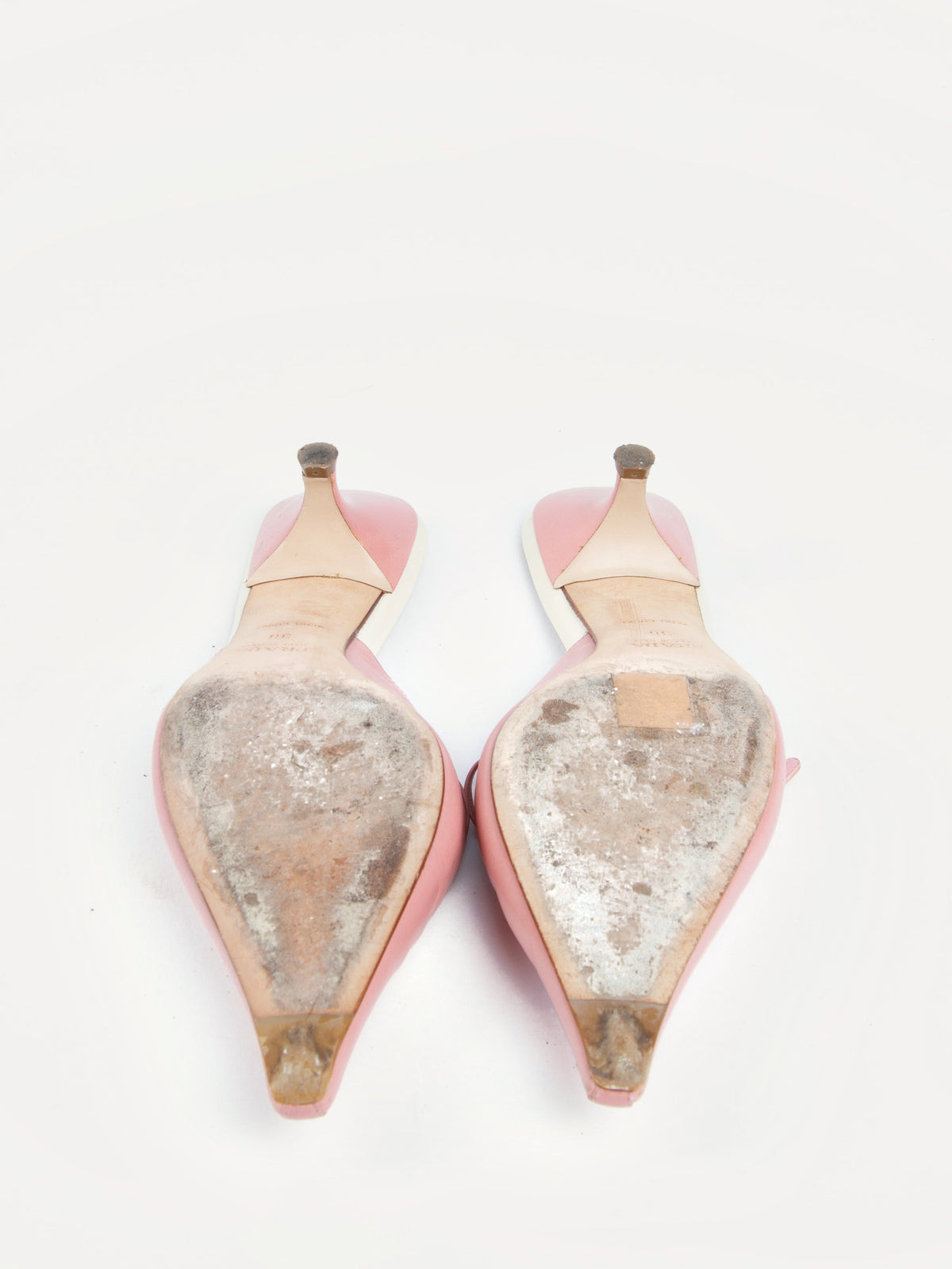 Vintage Prada 2000s Size 39 Baby Pink Mules | Y2K Designer Heels Shoes