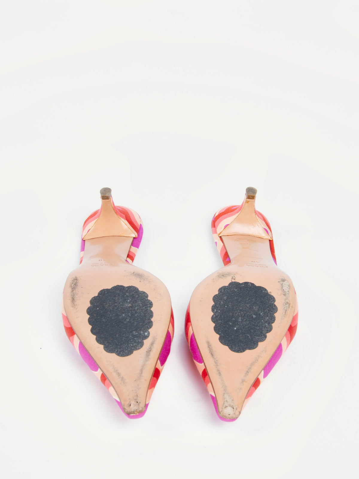Vintage Prada 2000s Size 39 Geometric Print Pink Mules | Y2K Designer Heels Shoes