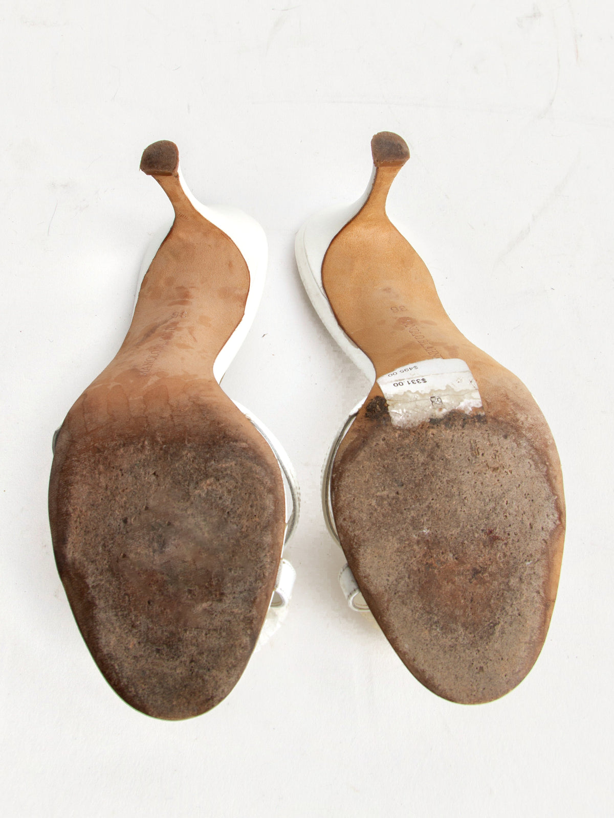 Manolo Blahnik Size 36 White Leather Mules | Y2K Designer Heels Shoes