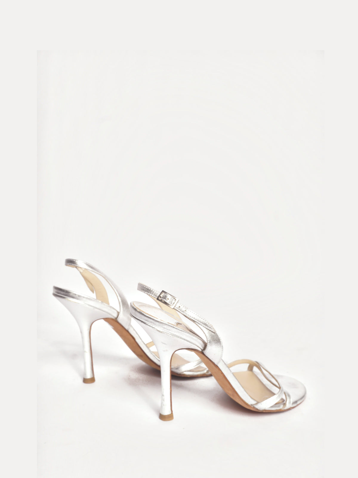 Jimmy Choo Silver Strappy Slingback Heels