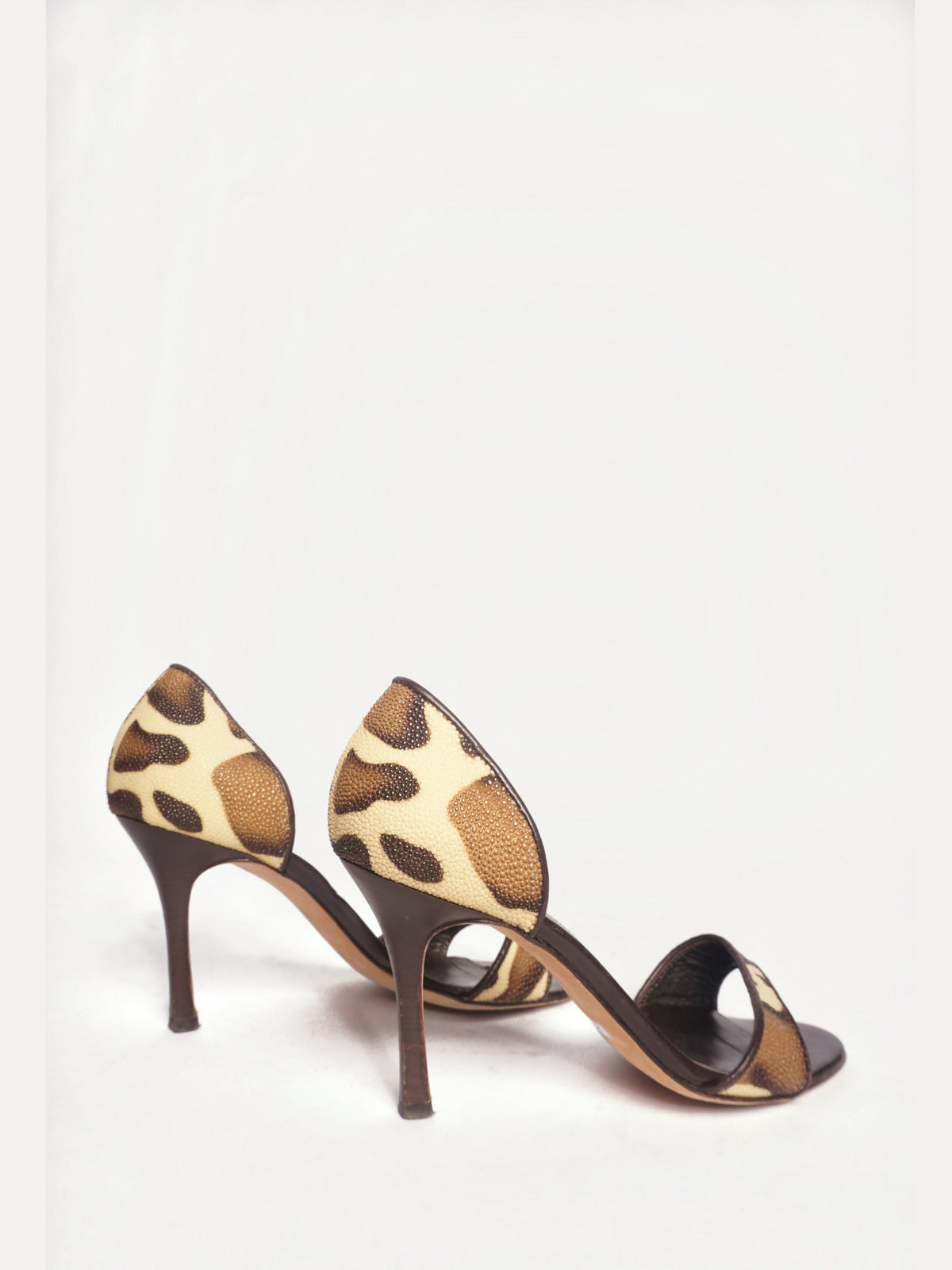 Manolo Blahnik Animal Print Peep Toe Heels
