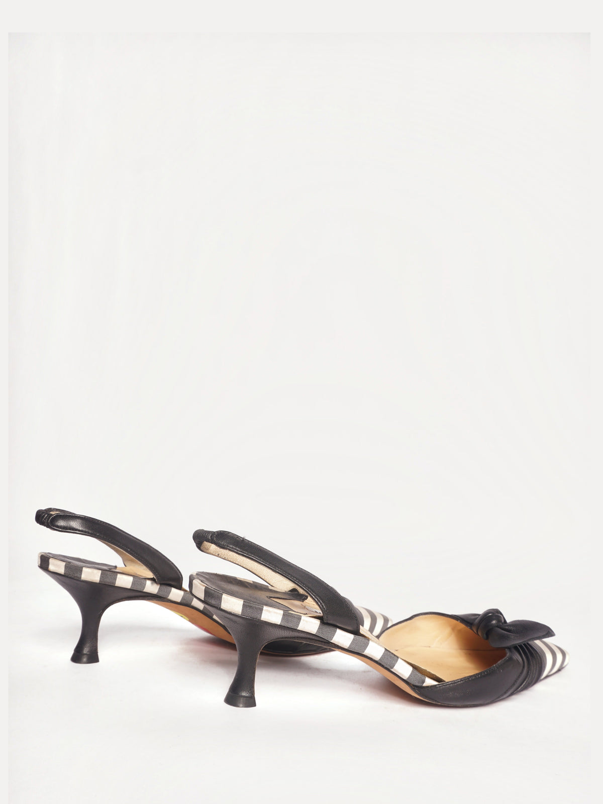 Manolo Blahnik Striped Bow Slingback Heels