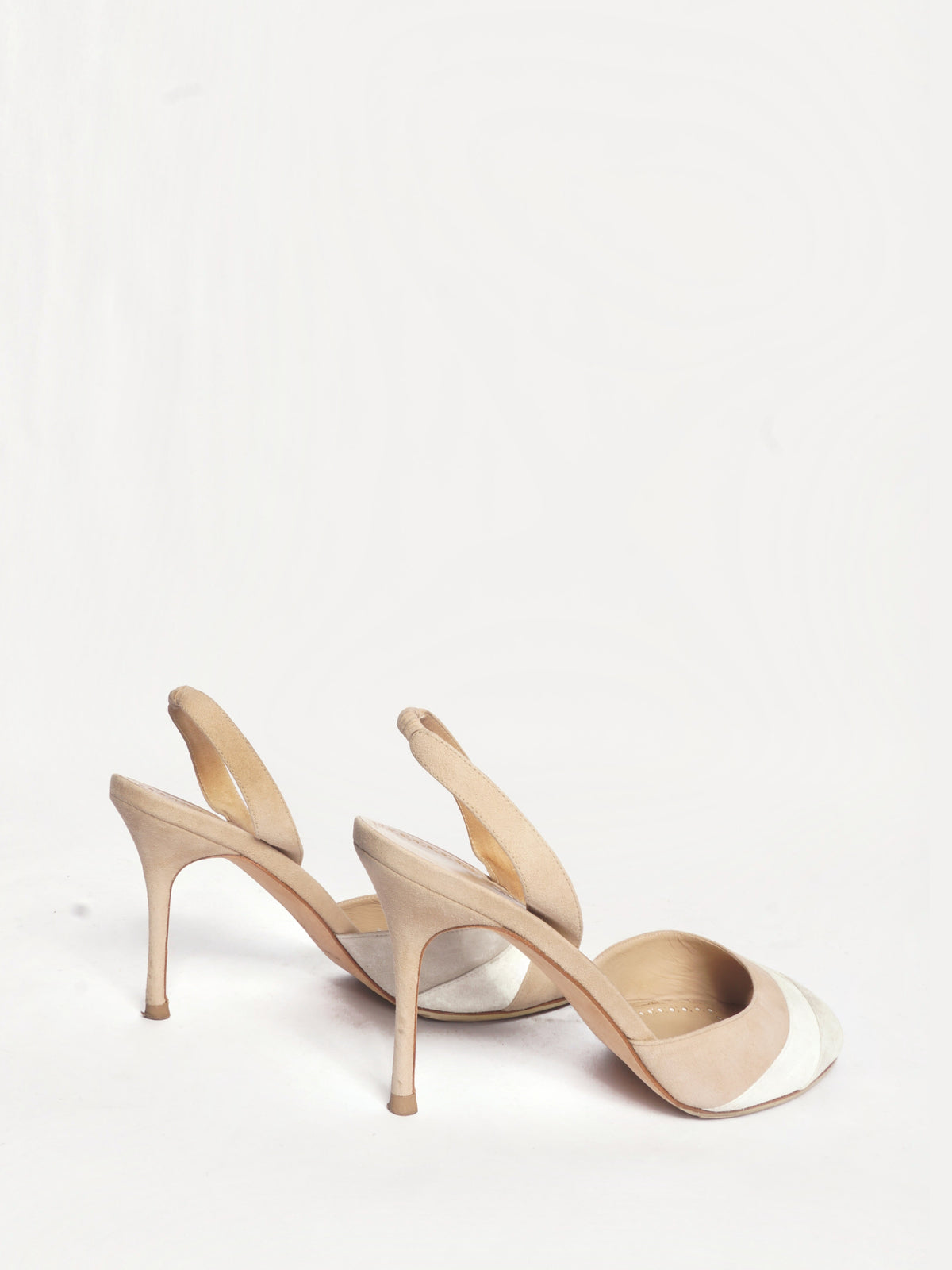 Manolo Blahnik Beige Suede Strap Sandals