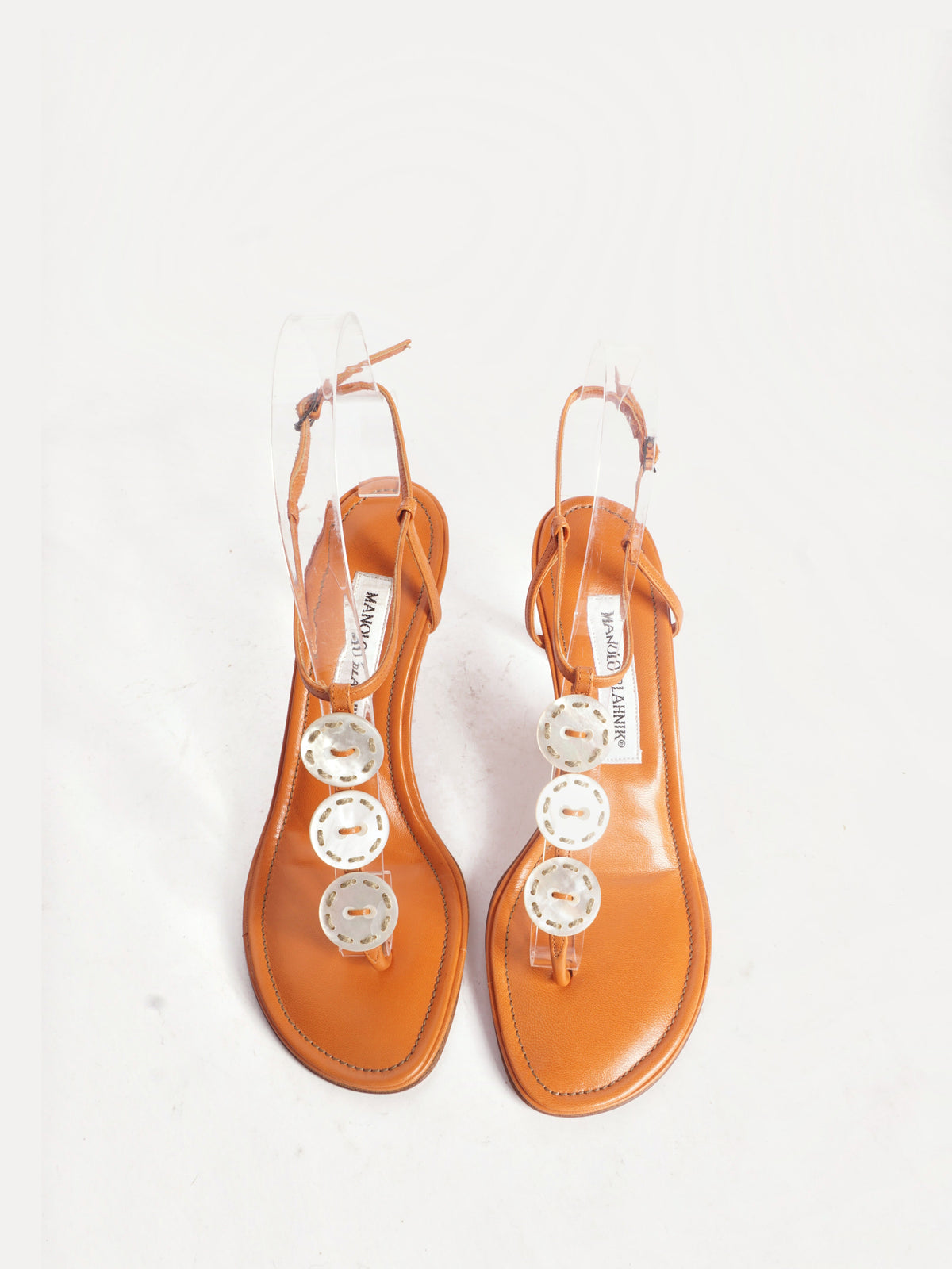 Manolo Blahnik Orange Shell Sandals