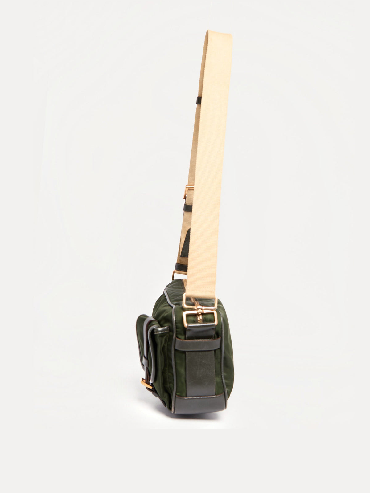 90's Prada Khaki Nylon Shoulder Bag