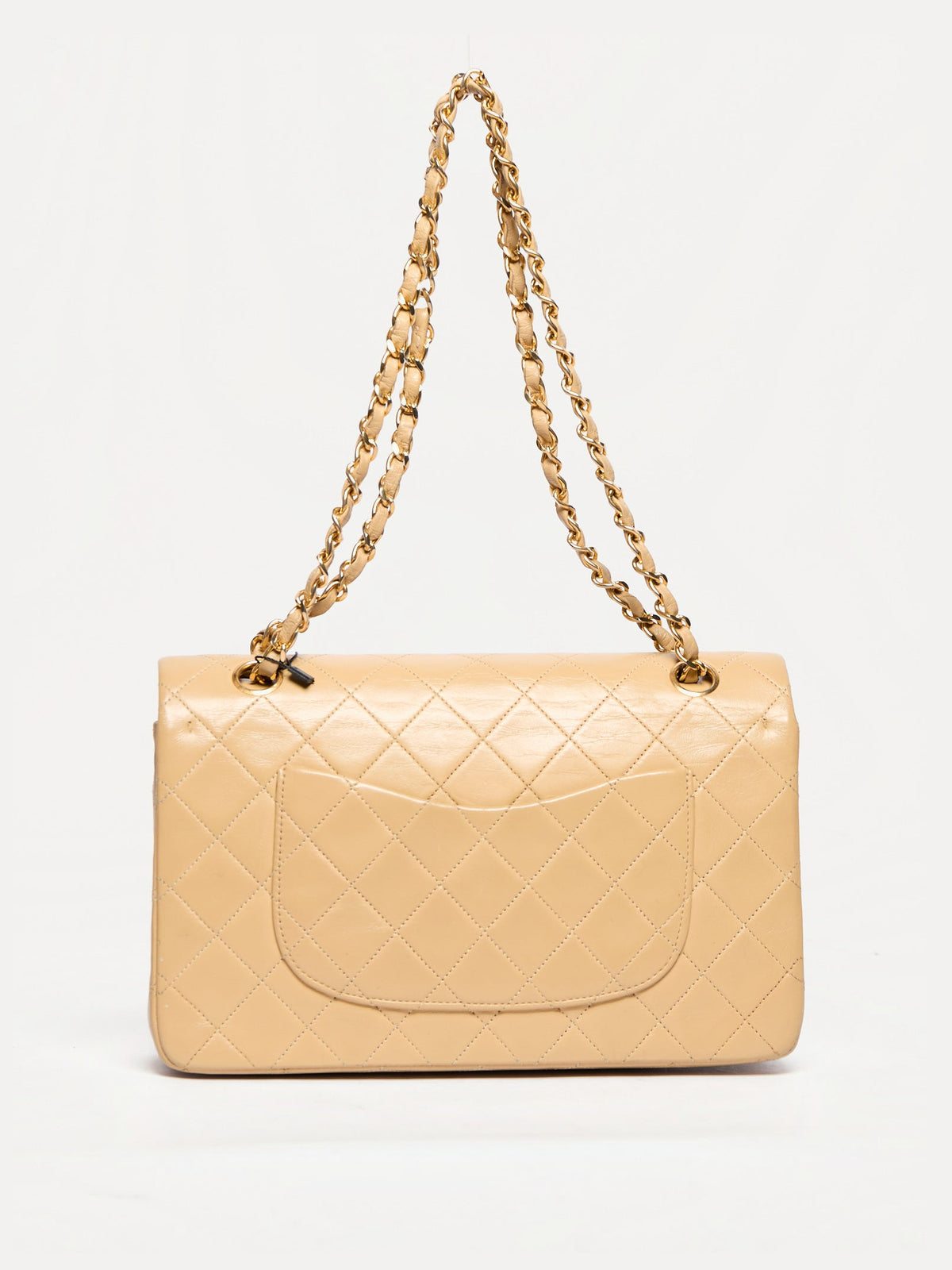 90's Chanel Beige Double Flap Bag 24k Gold Hardware