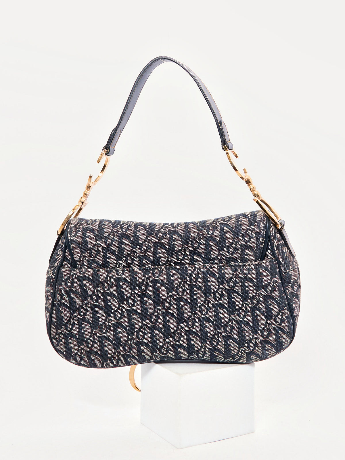 90's Christian Dior Saddle Blue Trotter Shoulder Bag