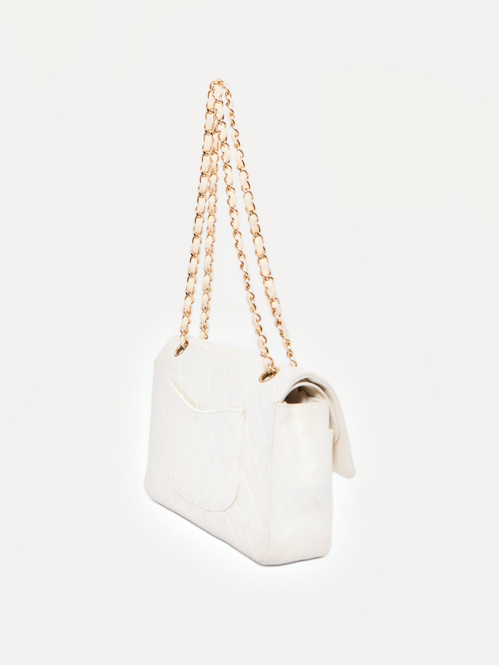 Chanel White Lambskin Double Flap Bag 24K Hardware