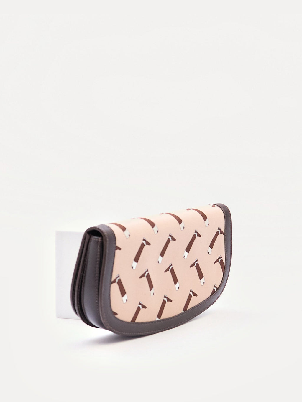 Gucci Brown Boot Printed Horsebit Leather Clutch Bag