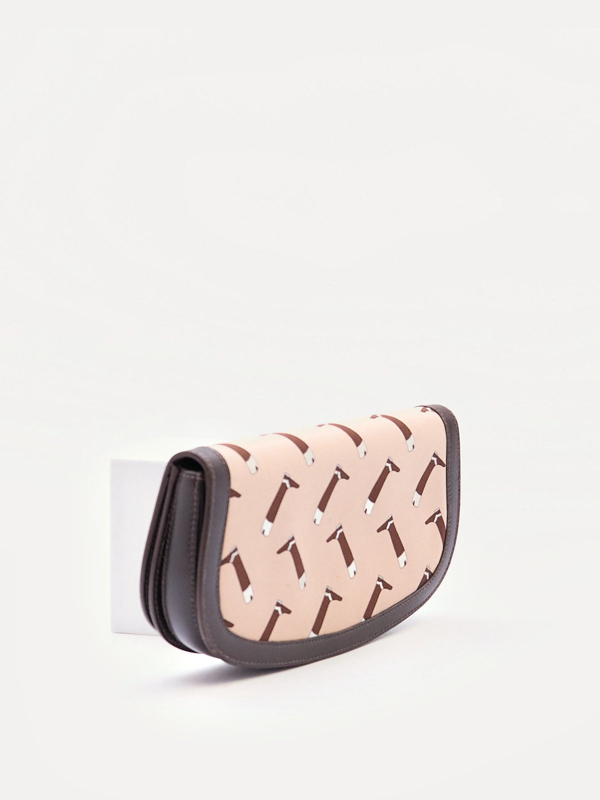 Gucci Brown Boot Printed Horsebit Leather Clutch Bag