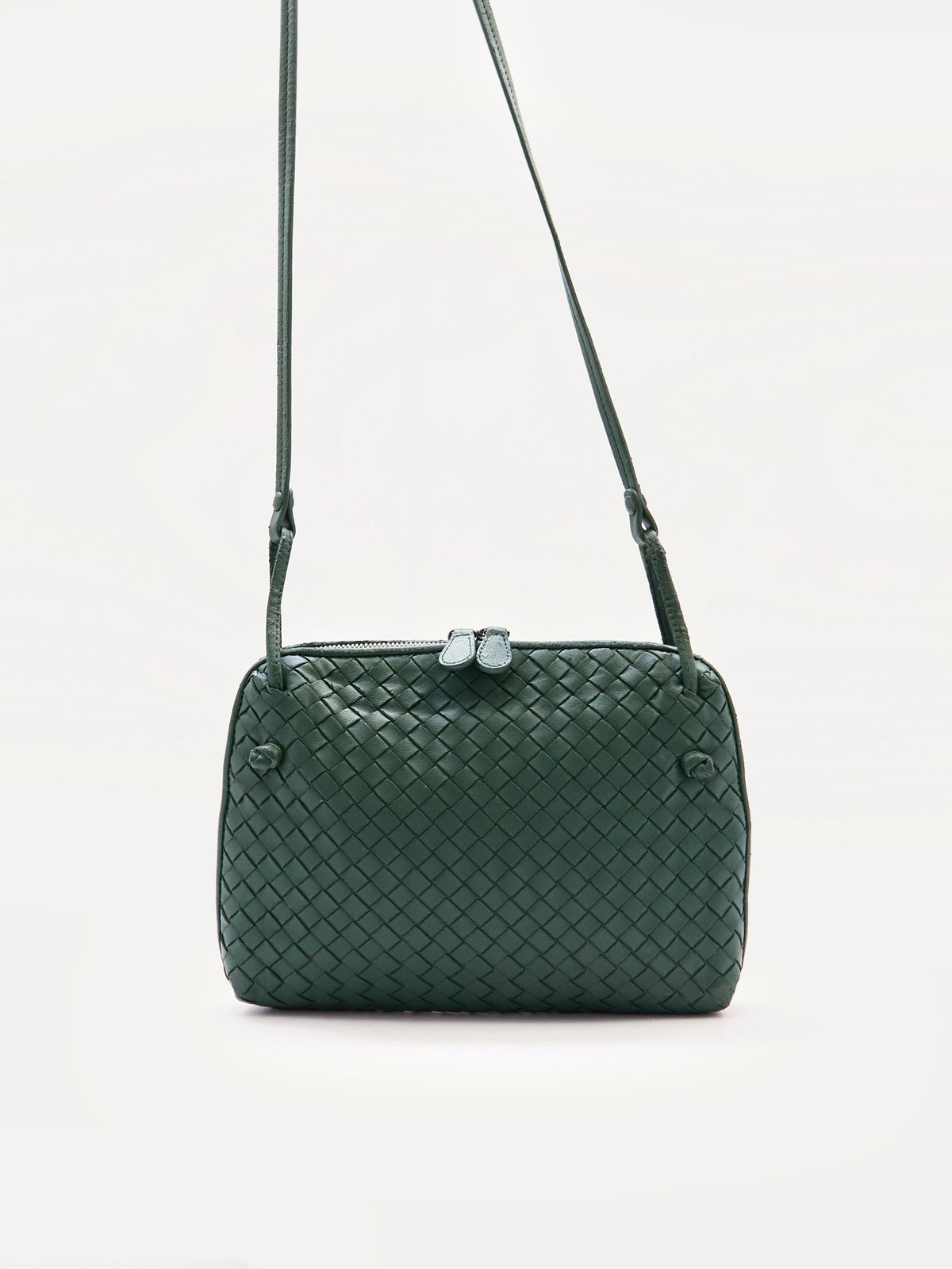 Bottega Veneta Green Intrecciato Leather Crossbody