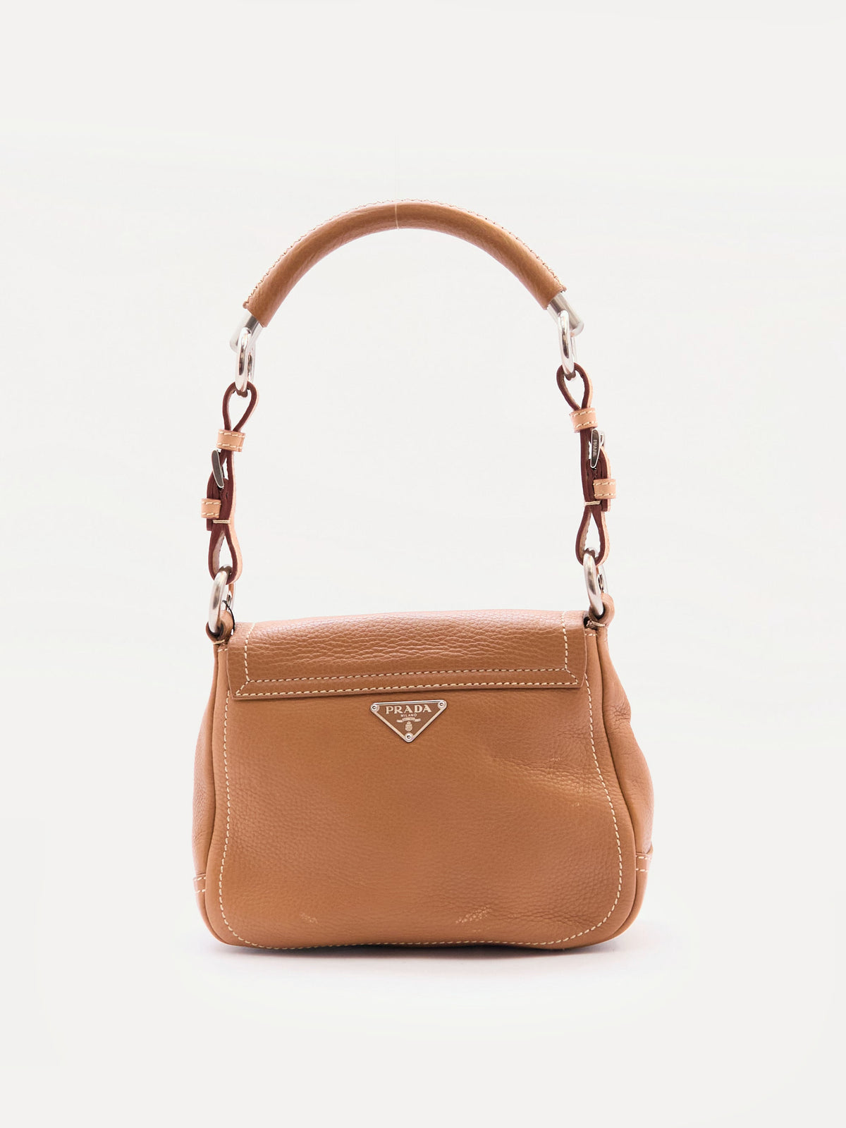 Prada Vitello Ring Brown Leather Shoulder Bag