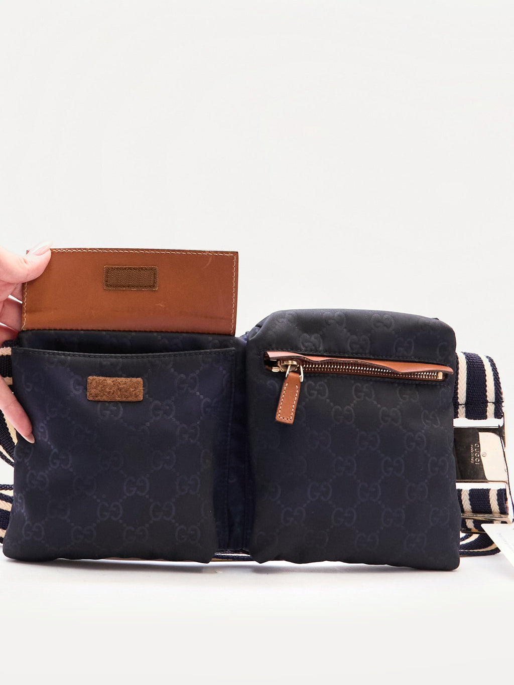 Gucci Navy Brown Monogram Waist Bag