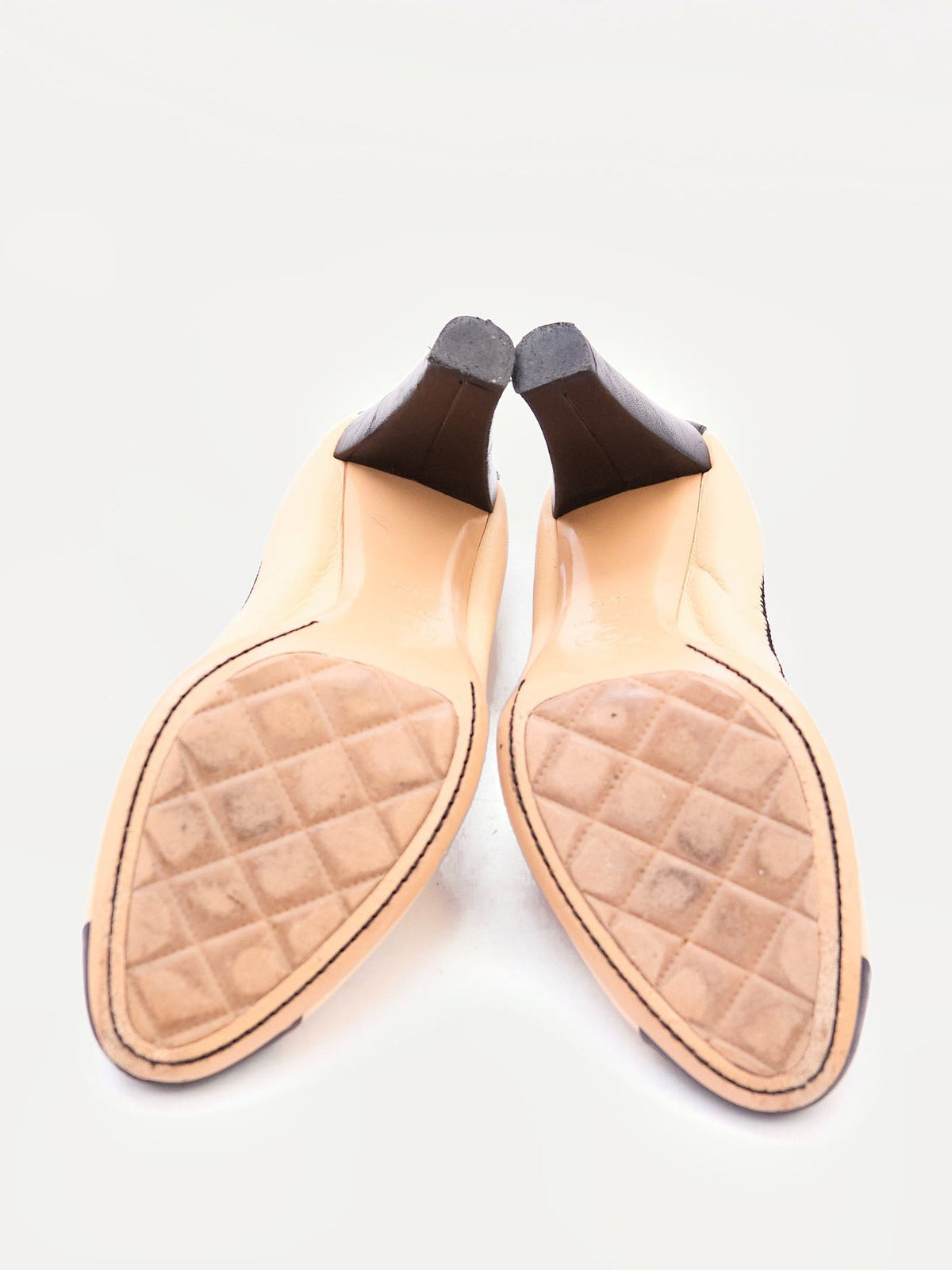 Chanel Nude Black Scrunch Ballet Pumps Size 39.5