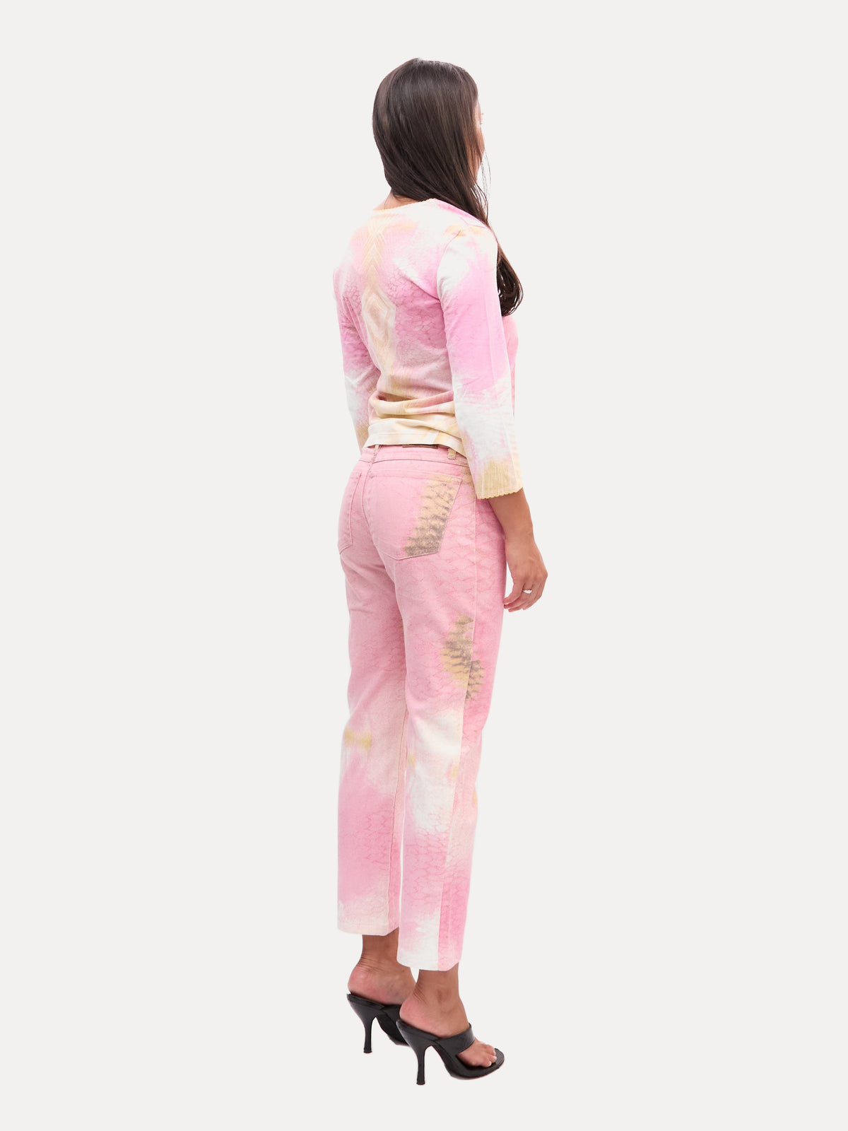 2000’s Just Cavalli Pink Snakeprint Top Jeans Set