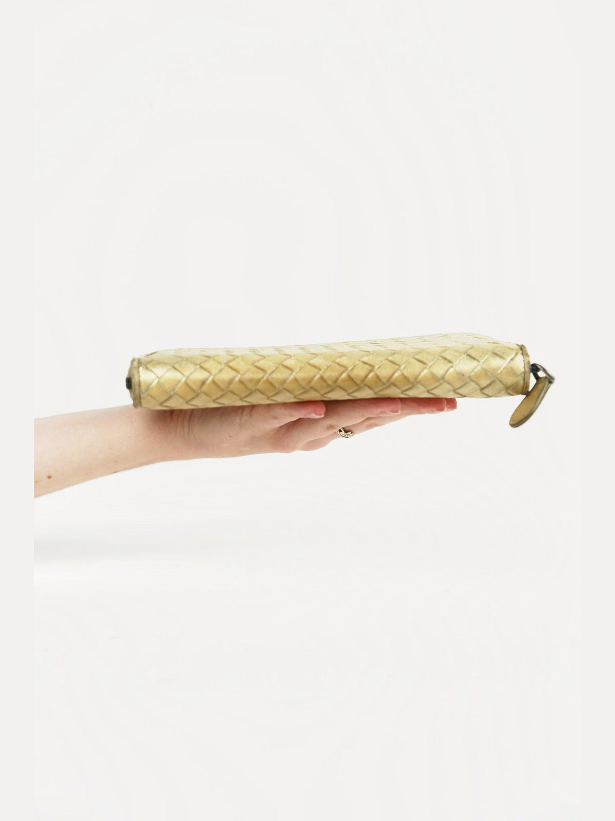 Bottega Gold Leather Weave Wallet