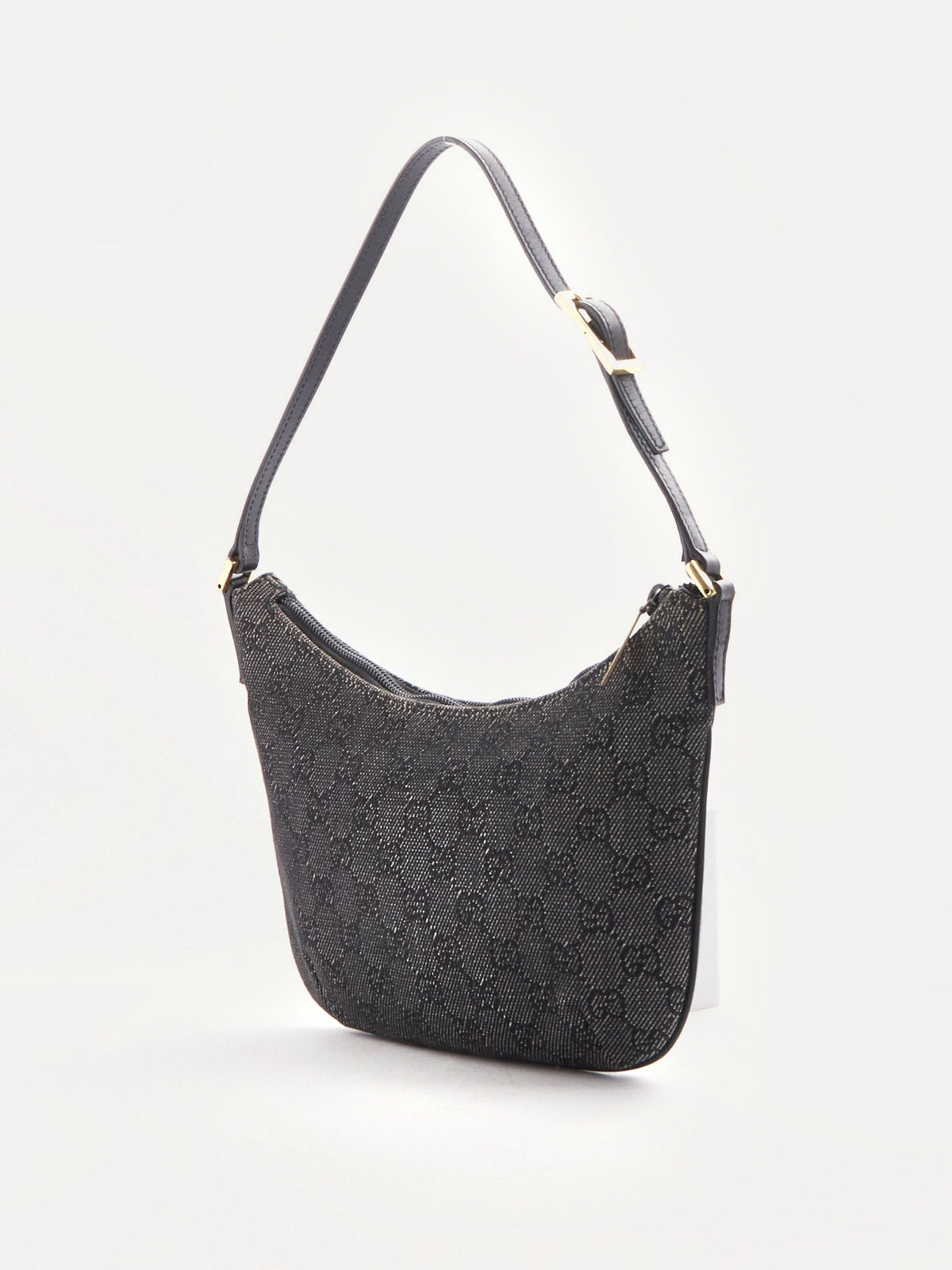 Gucci Black Canvas GG Monogram Half Moon Bag