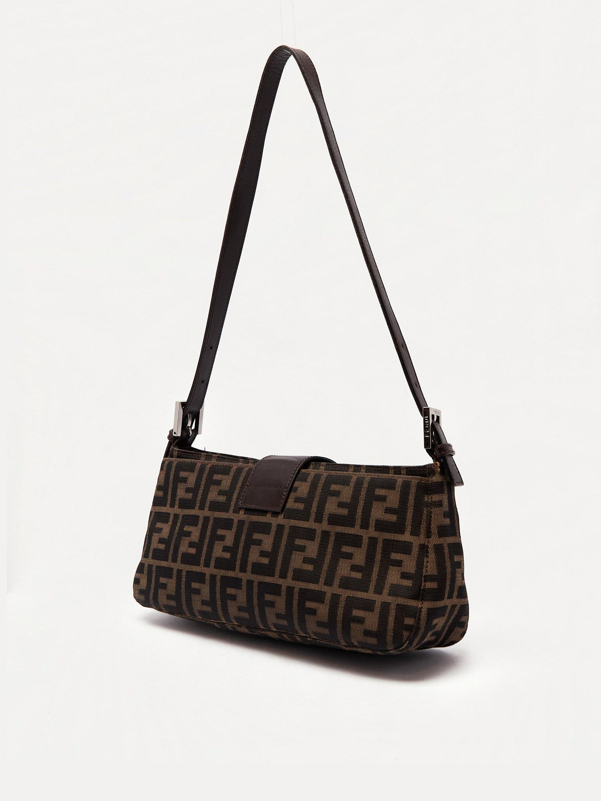 90's Fendi Mamma Baguette Brown Zucca Shoulder Bag