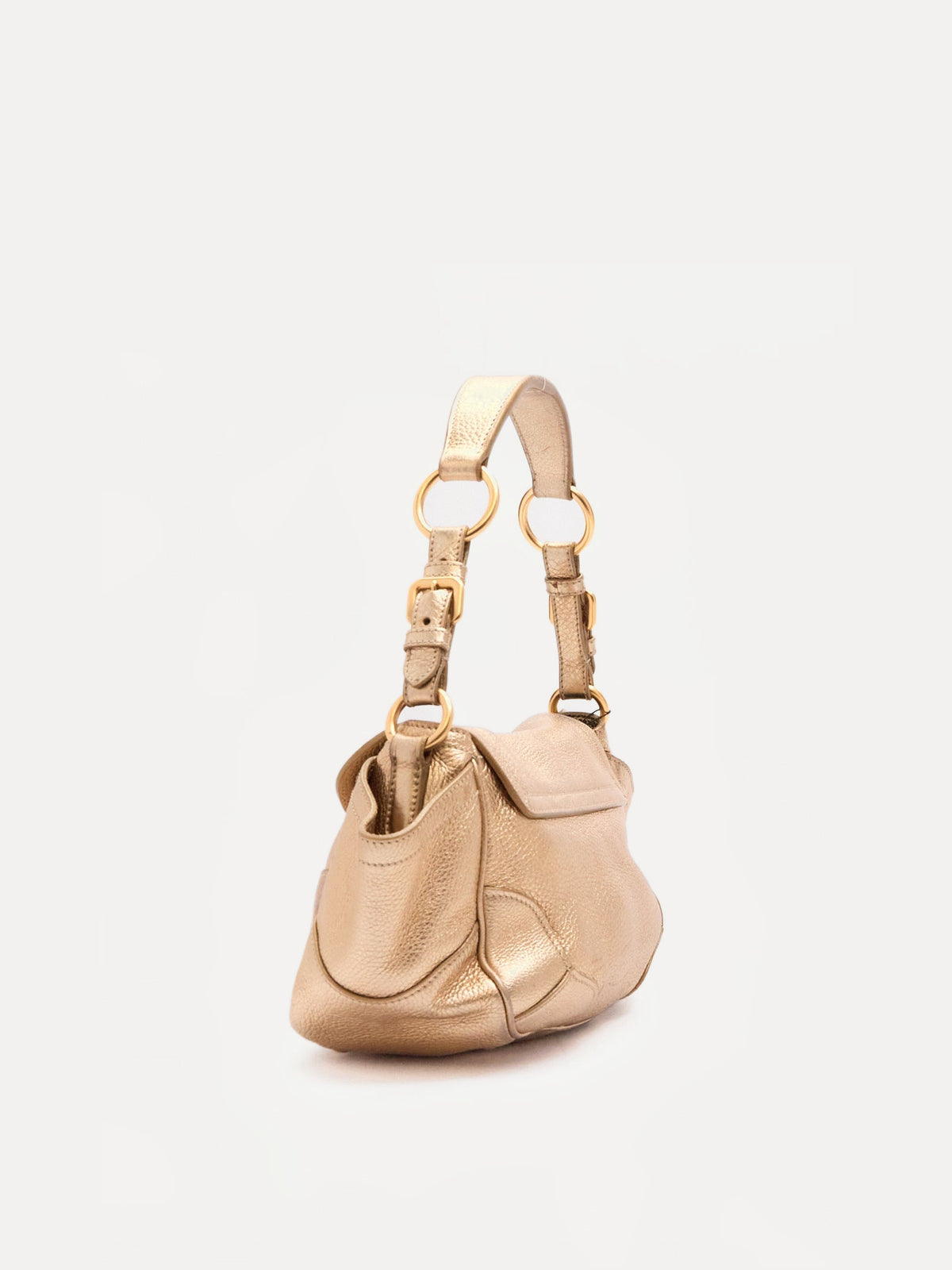 00's Prada Gold Leather Shoulder Bag