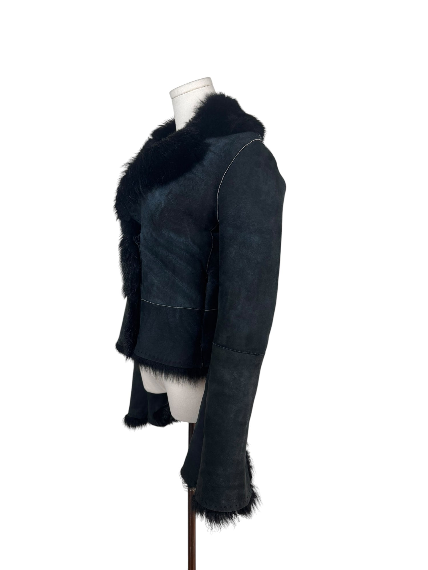 Navy Vintage Fur Jacket