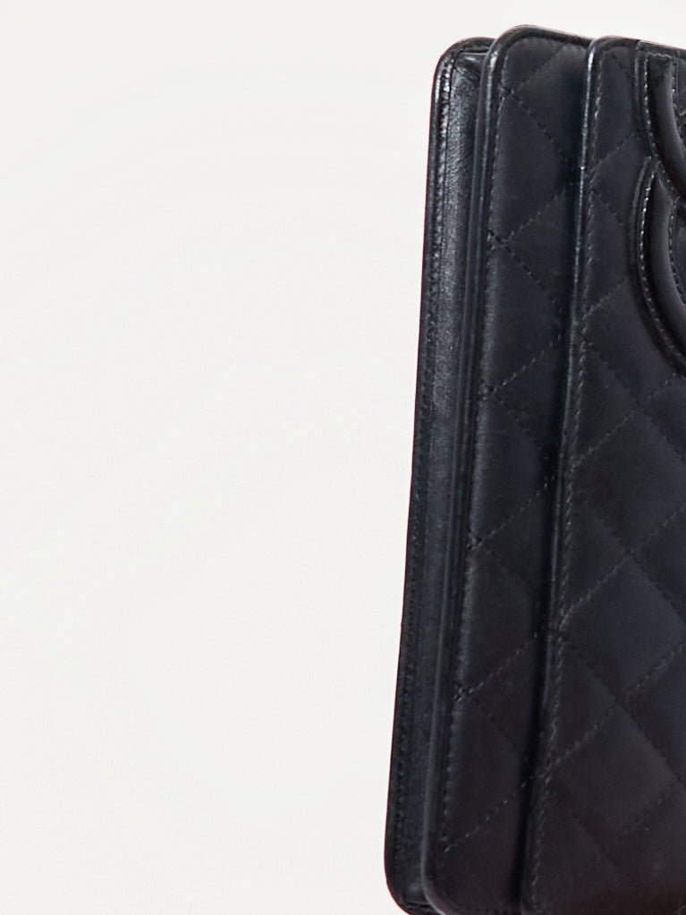 Chanel Cambon Black Lambskin Chain Wallet