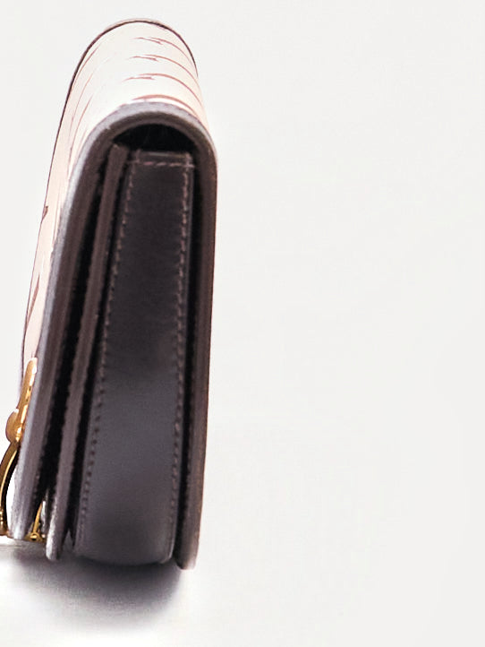 Gucci Brown Boot Printed Horsebit Leather Clutch Bag