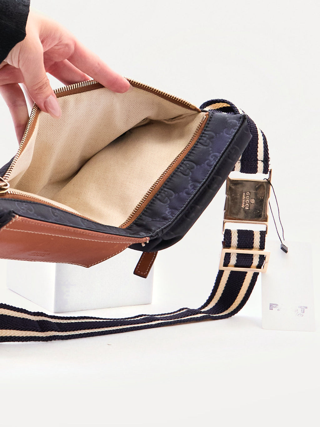 Gucci Navy Brown Monogram Waist Bag