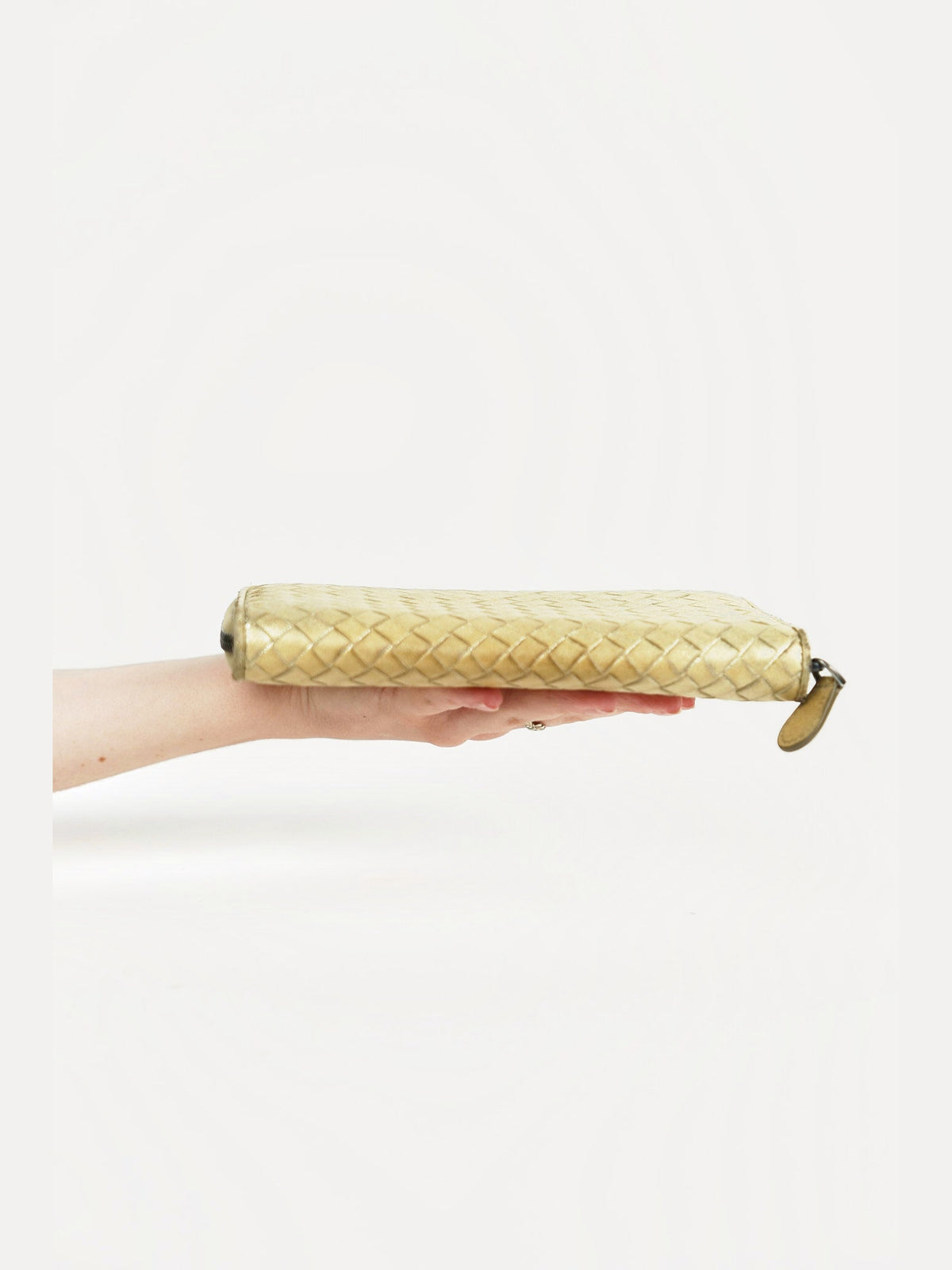 Bottega Gold Leather Weave Wallet