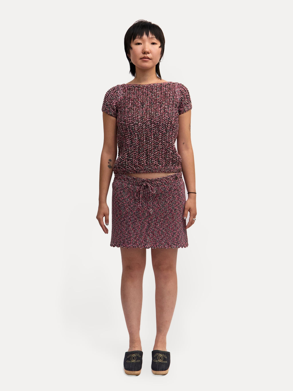 Chanel Crotchet Multicolored Knit Skirt/Top Set