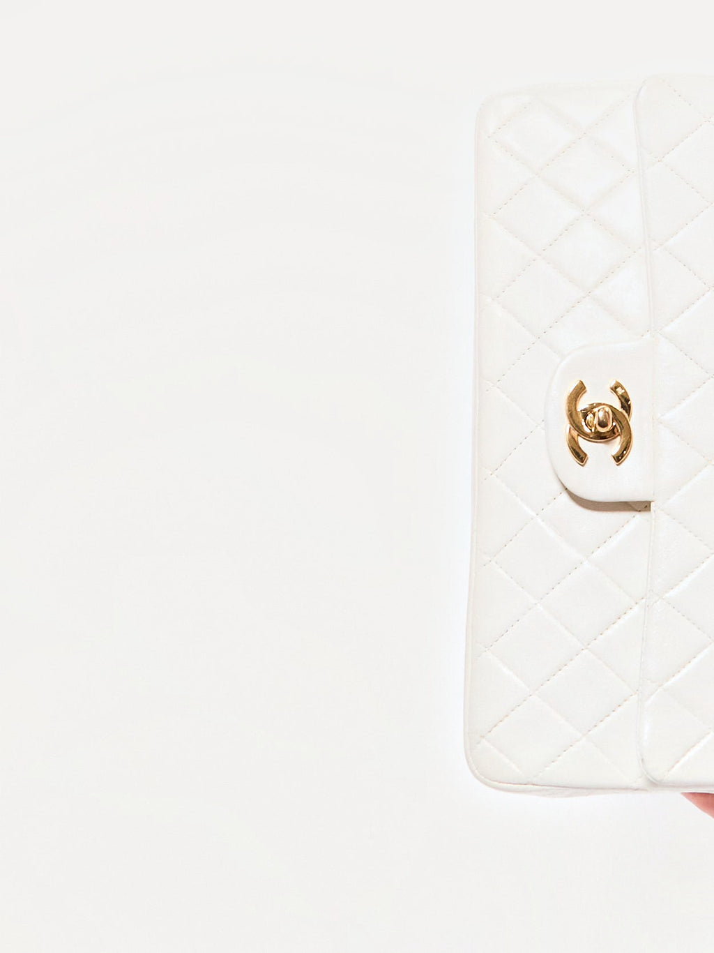 Chanel White Lambskin Double Flap Bag 24K Hardware