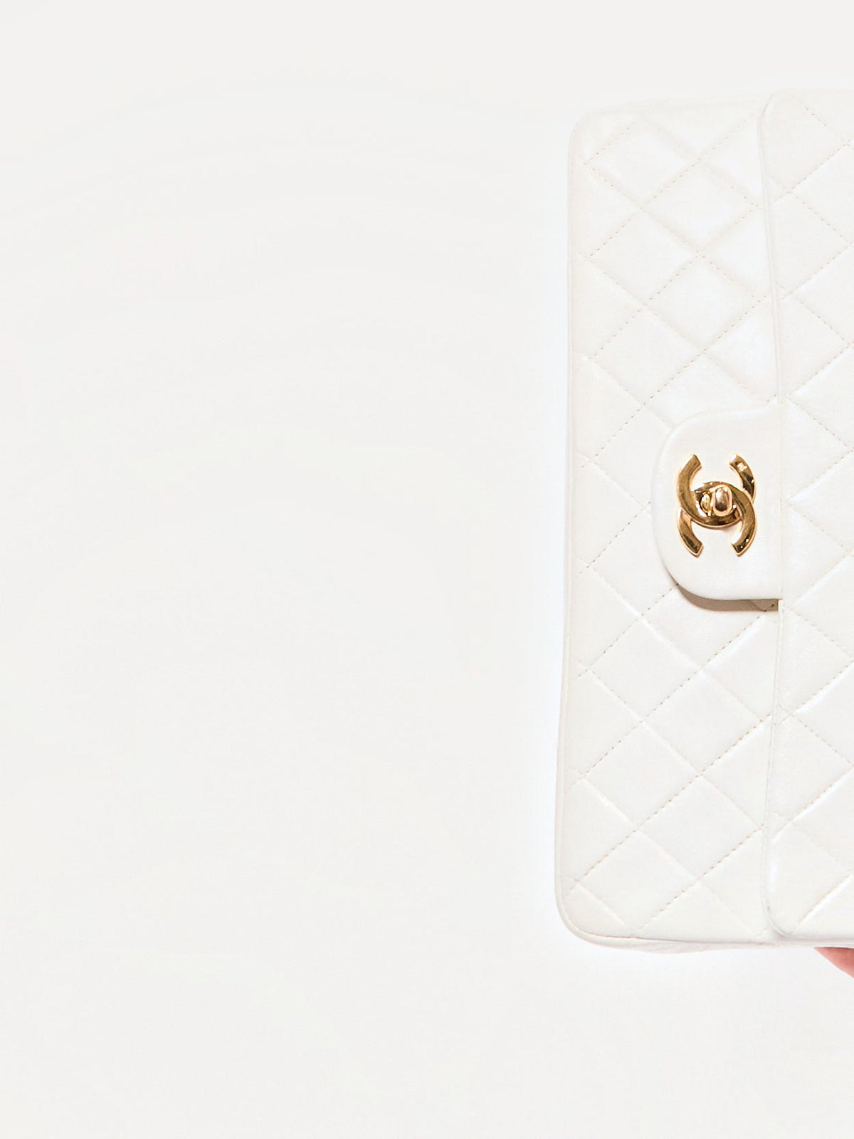 Chanel White Lambskin Double Flap Bag 24K Hardware