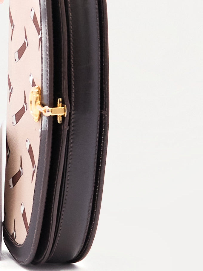 Gucci Brown Boot Printed Horsebit Leather Clutch Bag