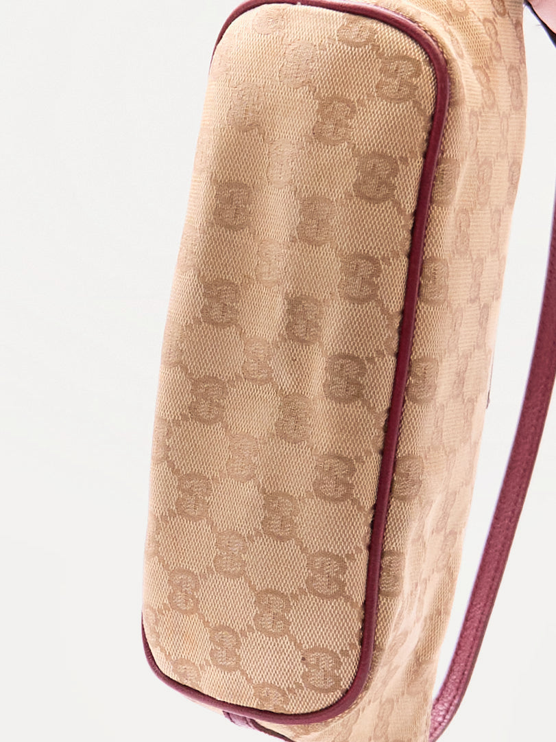 Gucci Brown Red Monogram Pochette