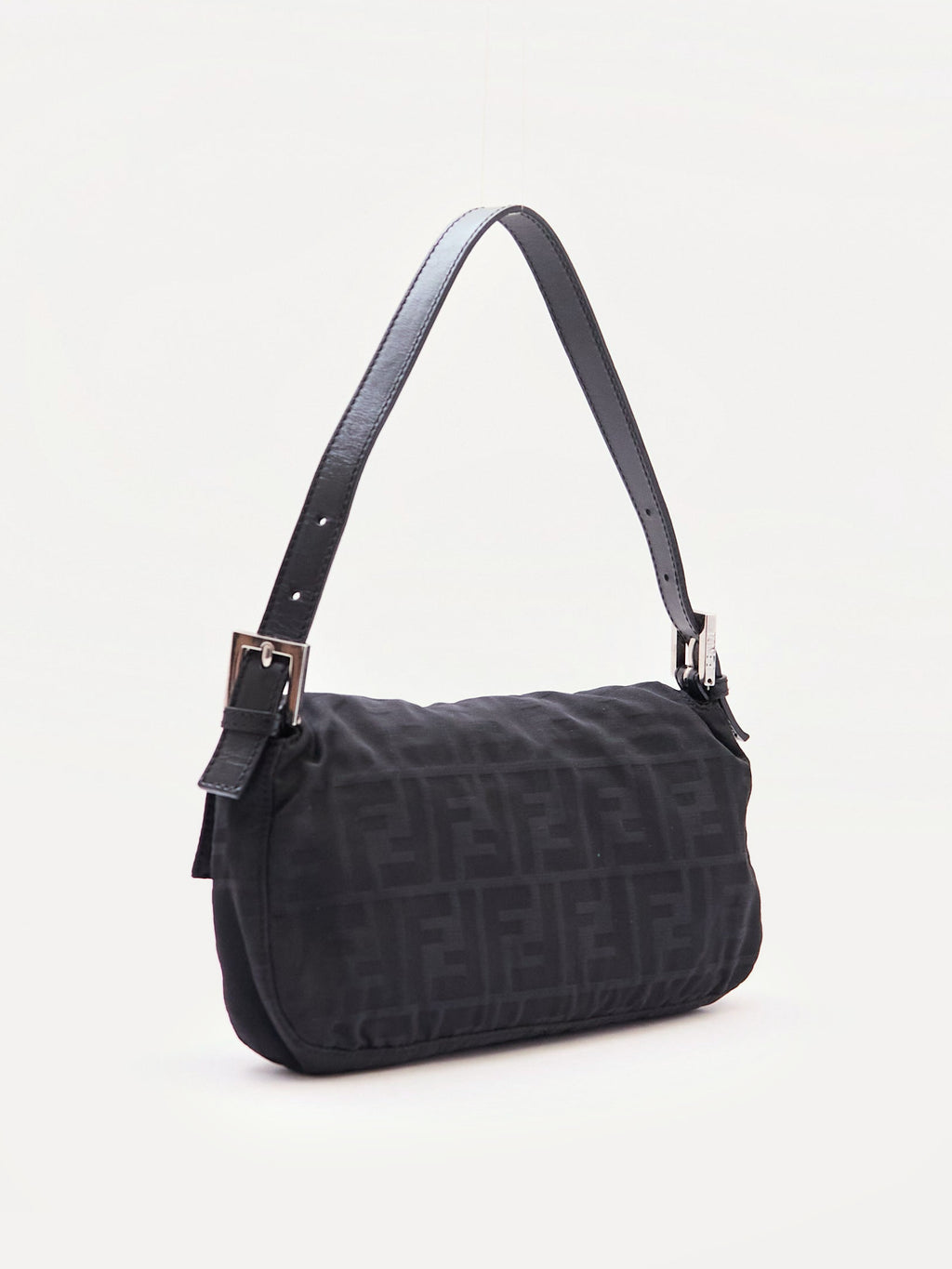 Fendi Black Zucca Monogram Print Baguette