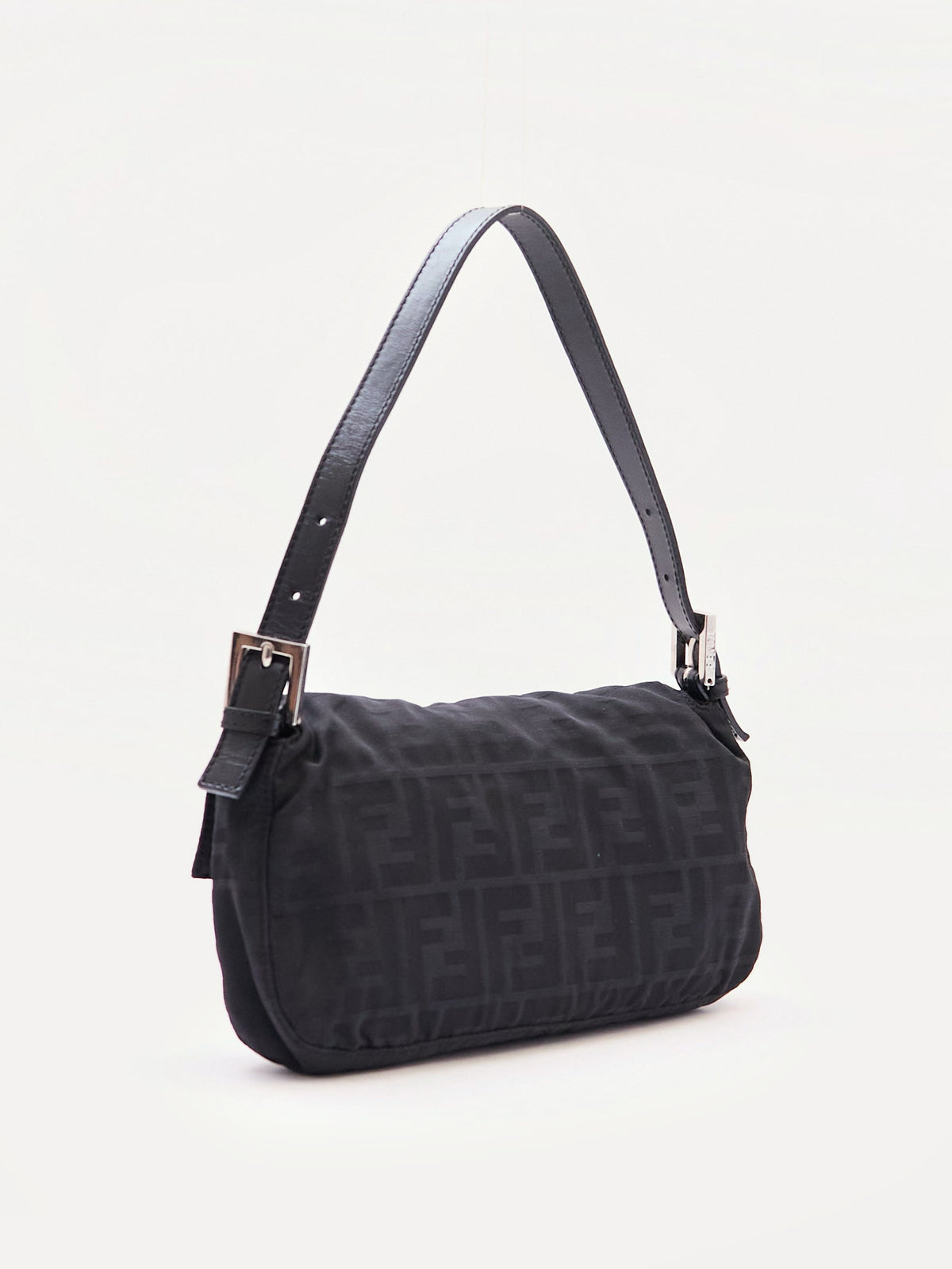 Fendi Black Zucca Monogram Print Baguette