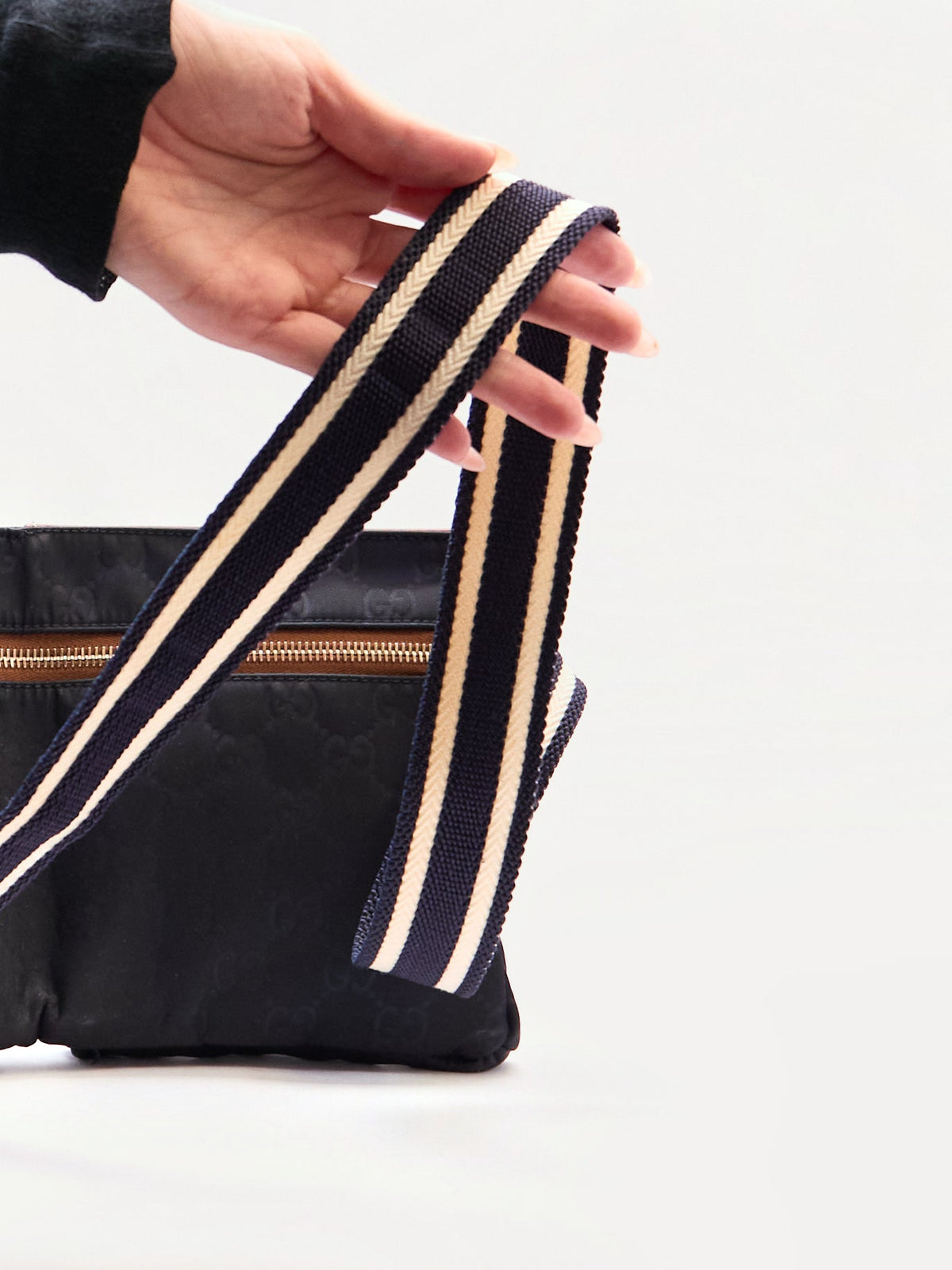 Gucci Navy Brown Monogram Waist Bag
