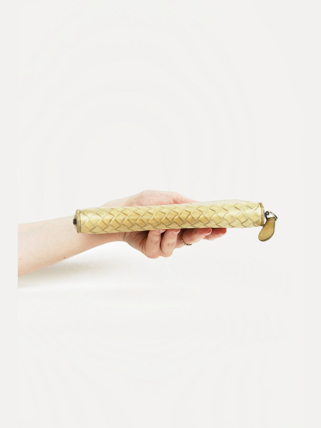 Bottega Gold Leather Weave Wallet