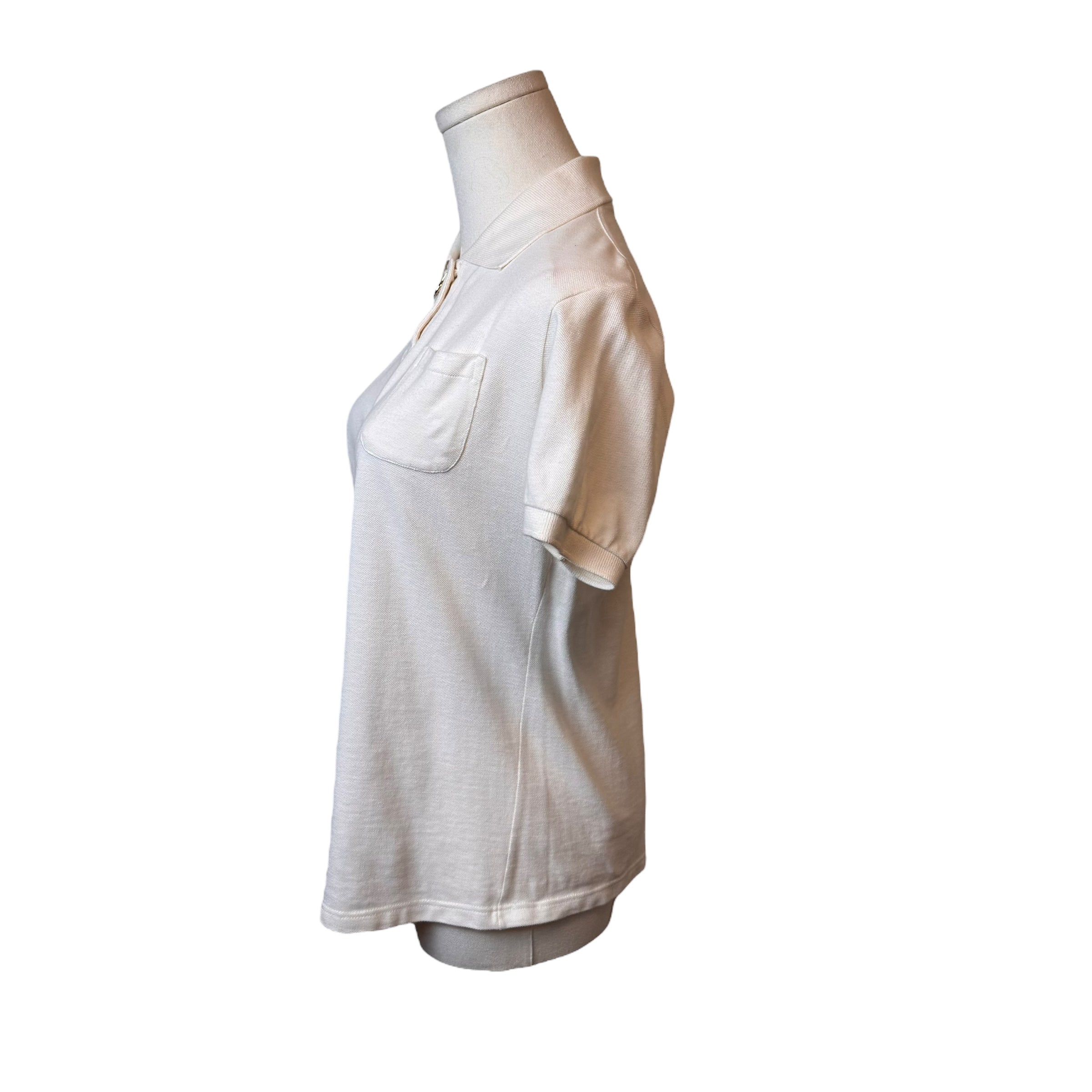 Ferragamo White Knit Polo w/ Hardware