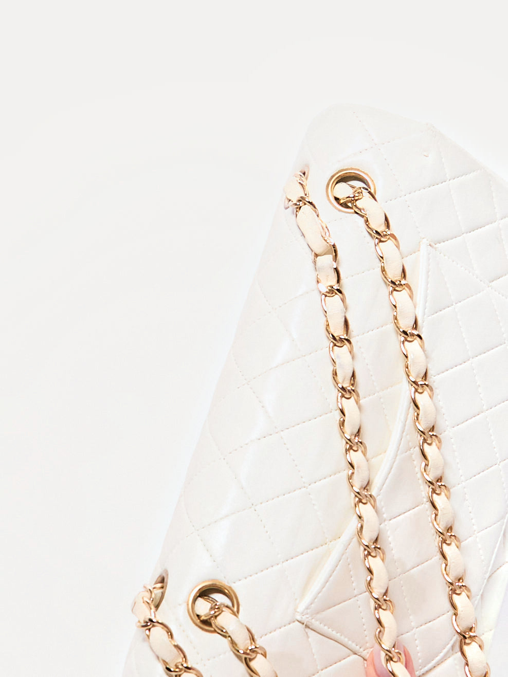 Chanel White Lambskin Double Flap Bag 24K Hardware