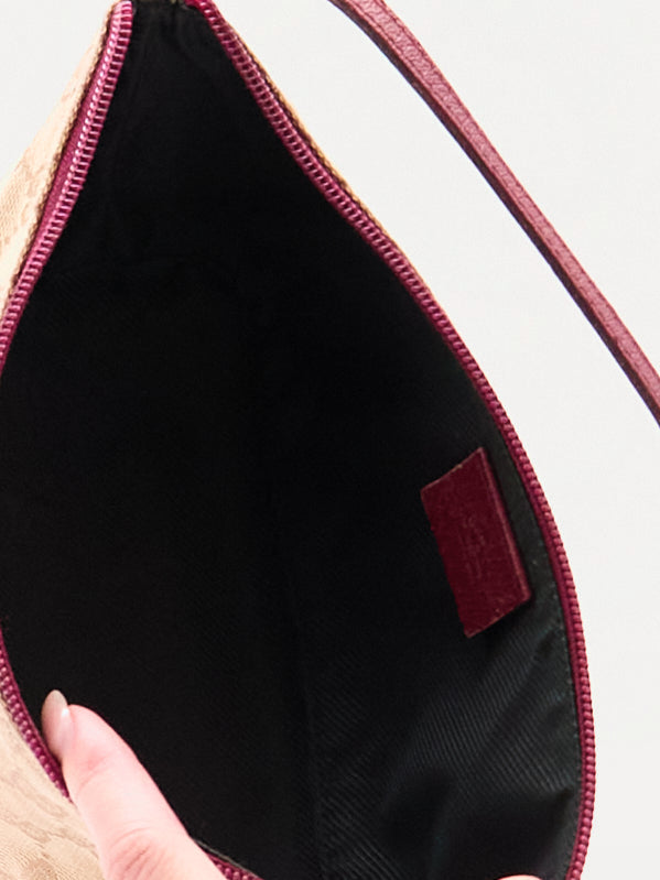 Gucci Brown Red Monogram Pochette