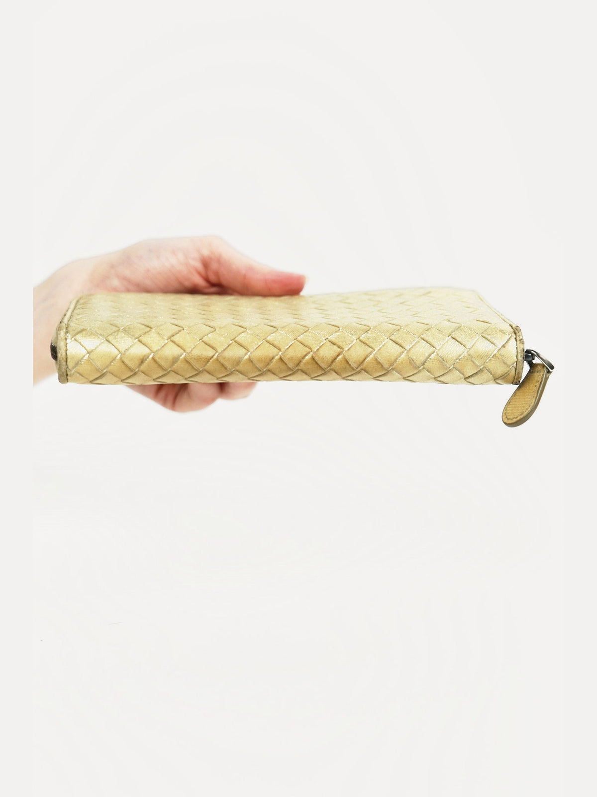 Bottega Gold Leather Weave Wallet