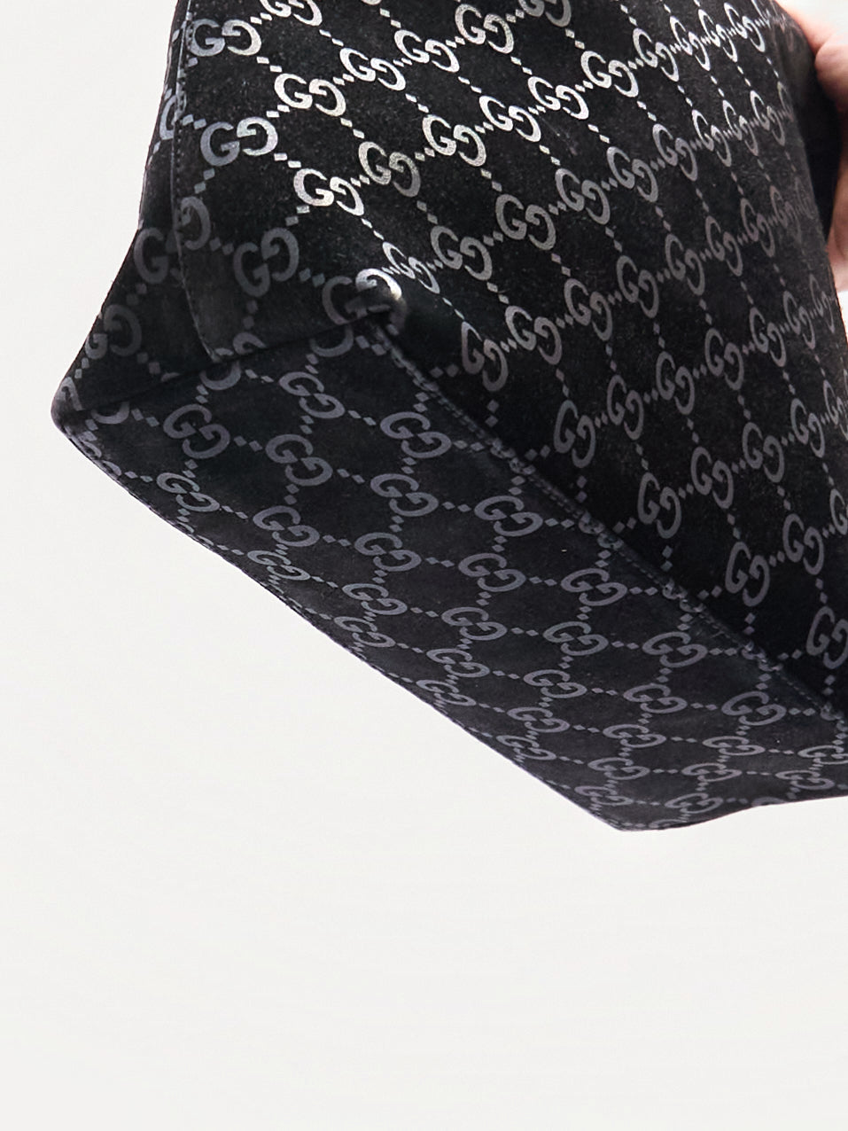 Gucci Black Bamboo Handle Monogram Bag