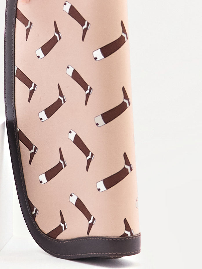 Gucci Brown Boot Printed Horsebit Leather Clutch Bag