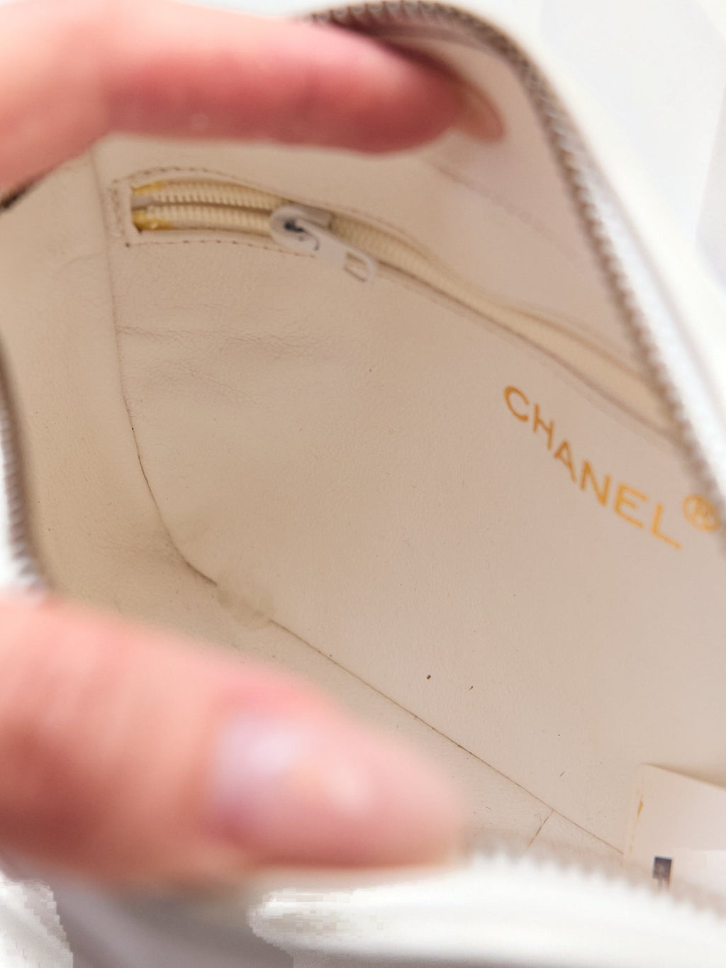 90's Chanel White Lambskin CC Camera Bag