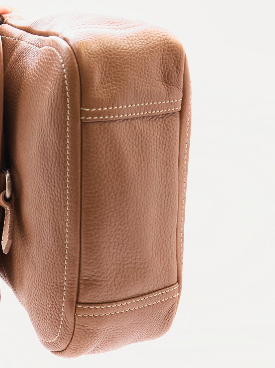 Prada Vitello Ring Brown Leather Shoulder Bag