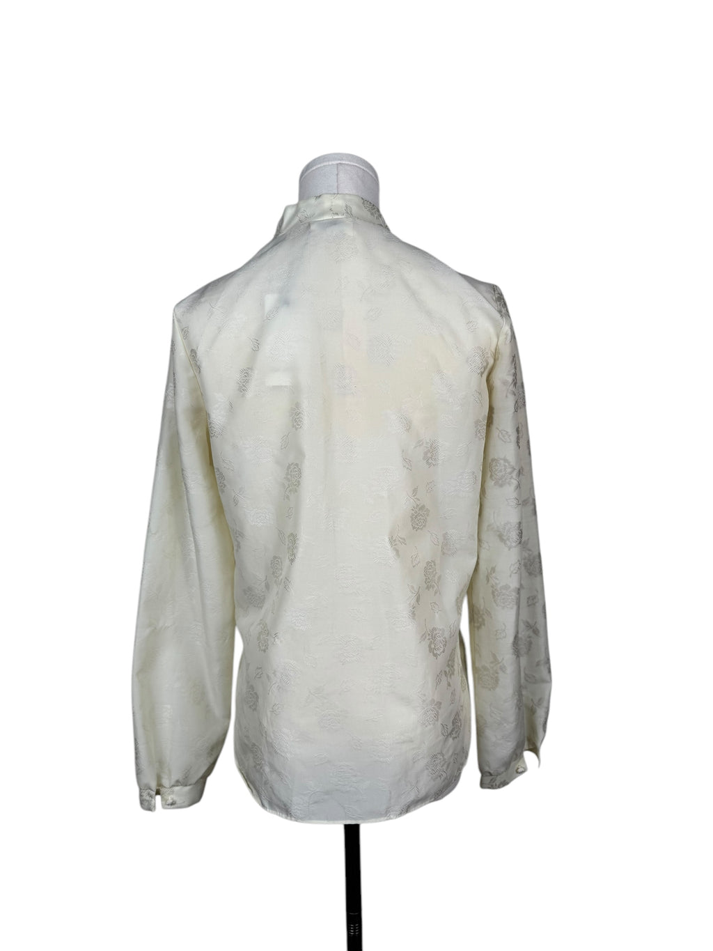 Vintage Ivory Rose Silk Button Down